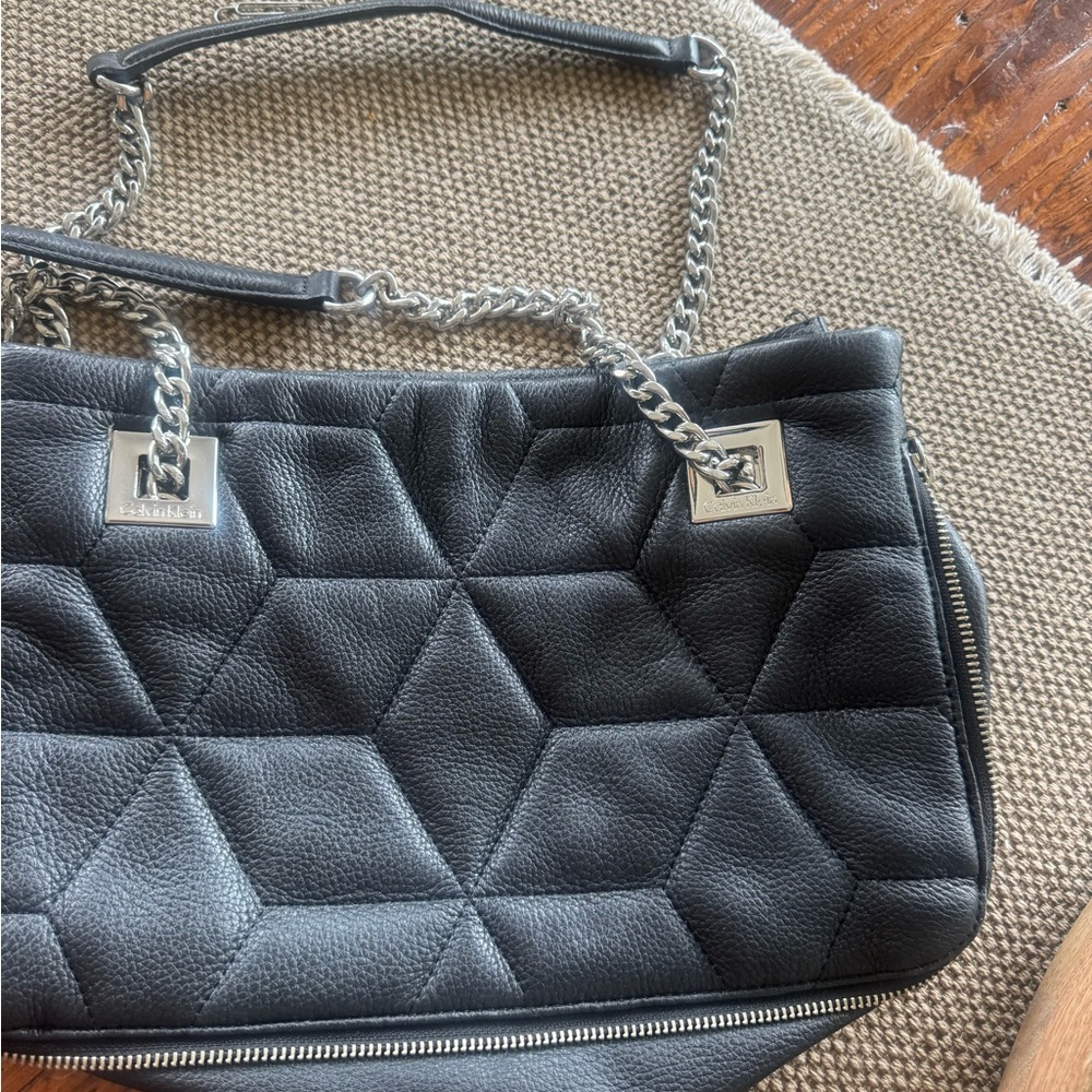 Calvin Klein Black Quilted Leather Shoulder Bag